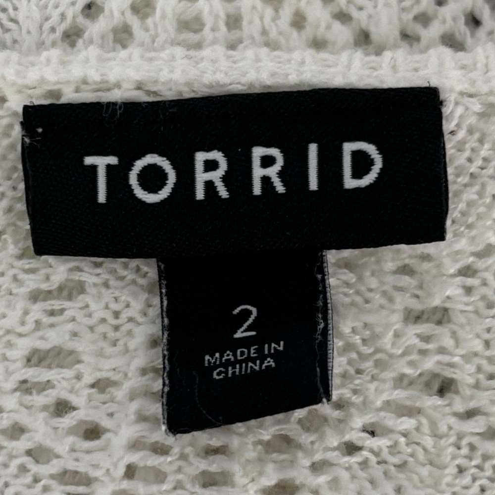 Torrid Open Stitch Pullover V-neck Cinched Front Sweater Color White Size 2 - Picture 4 of 5